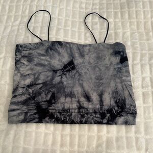 Black and Gray Tie-Dye Crop Top